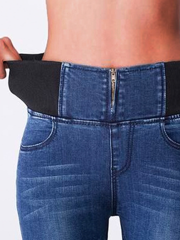 Jeans Femmes Décontracté Plain Automne Quotidien Standard Toile de Jean Legging Droit Régulier Taille
