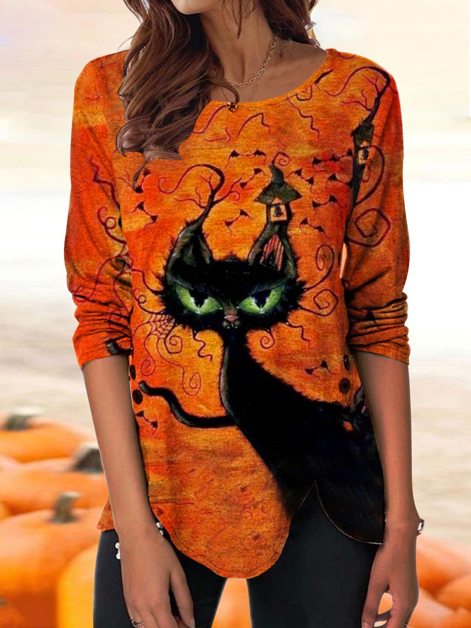 T-shirts Femmes Décontracté Printemps / Automne Imprimé d'Animal image Ample Jersey Toussaint Droit Régulier T.-N.-L.
