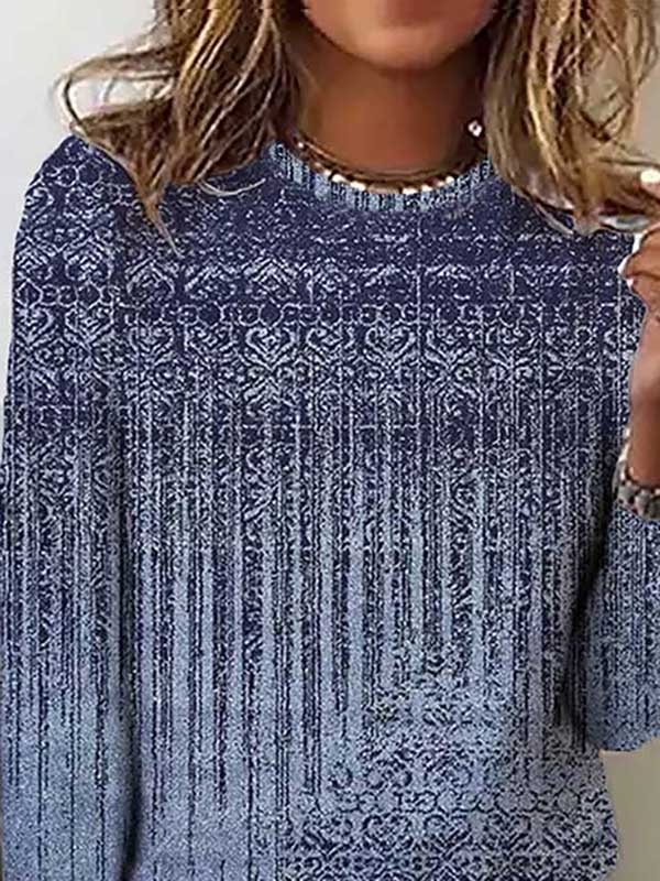T-shirt Femmes Décontracté Ethnique Automne Quotidien Ample Jersey Meilleure vente Manches Longues Droit