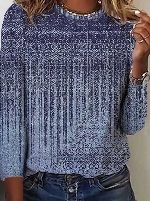 T-shirt Femmes Décontracté Ethnique Automne Quotidien Ample Jersey Meilleure vente Manches Longues Droit