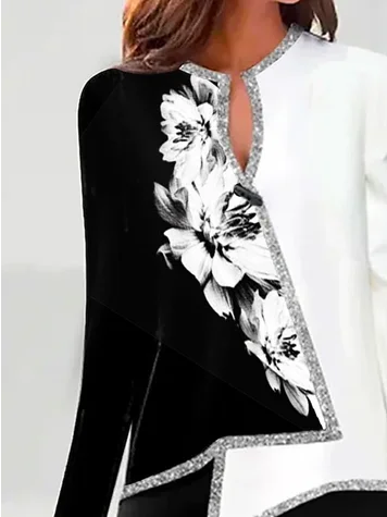 Tops Floral Hiver Fête Naturel Micro-Élasticité Quotidien Meilleure vente Entaillé Régulier pour Femmes
