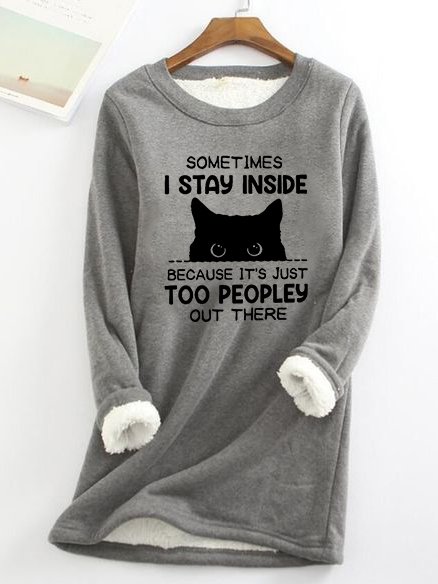 Sweat-shirts Femmes Printemps / Automne Simple Chat Polyester Quotidien Ample Manches Longues Col Rond Régulier
