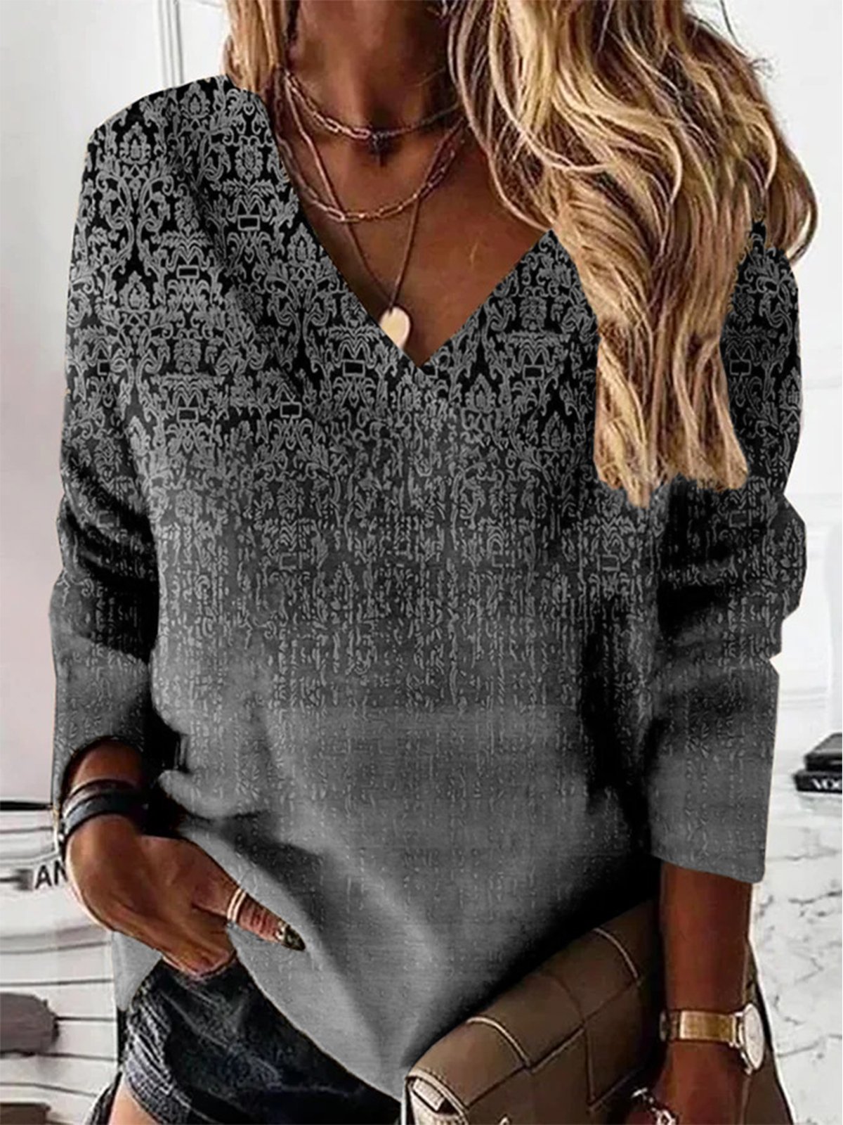 Sweat-shirts Décontracté Ethnique Automne Léger Micro-élasticité Quotidien Ample Régulier Droit pour Femmes