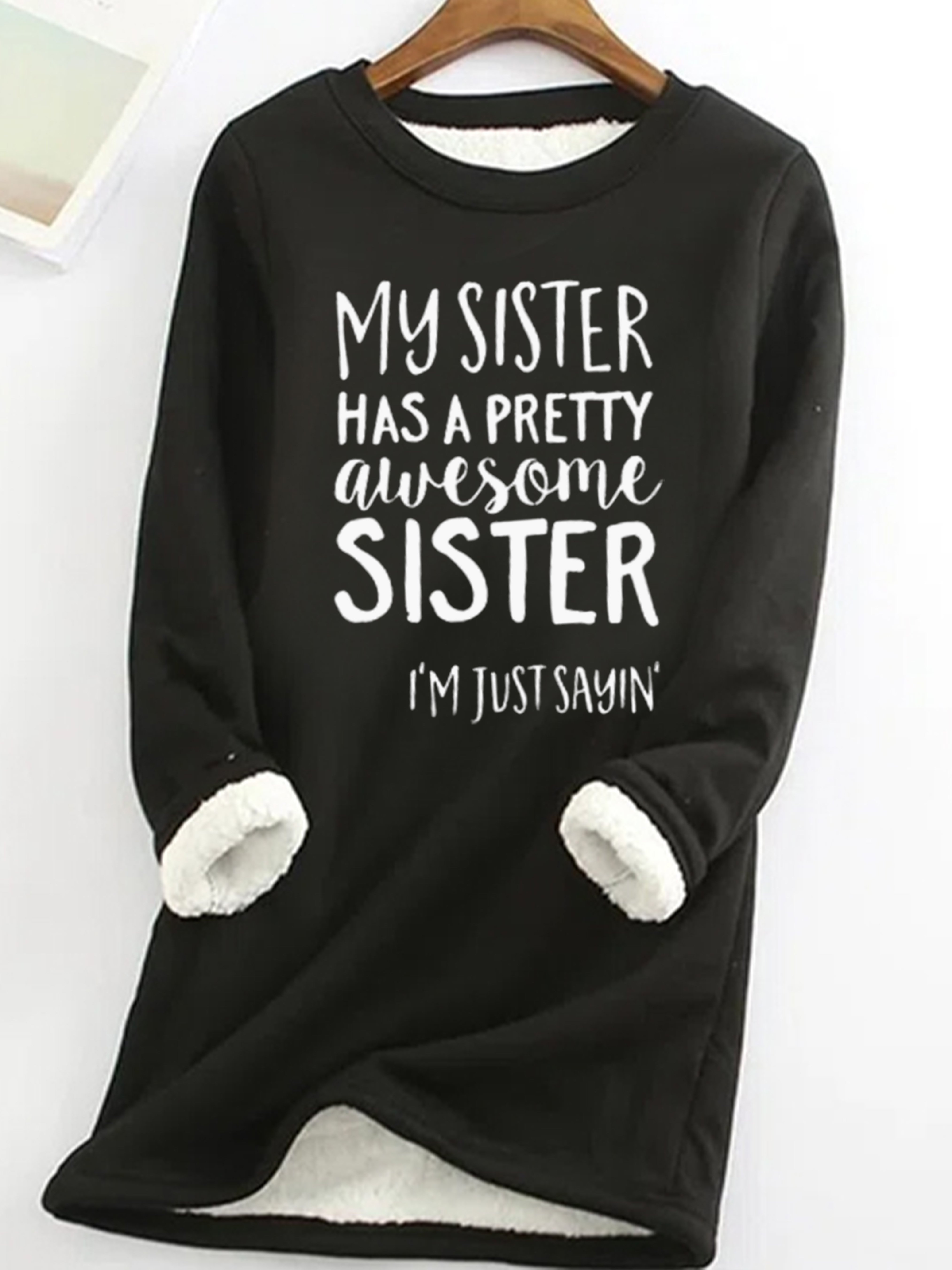 Sweat-shirts Femmes Printemps / Automne Simple Lettres de texte Poids lourd Micro-élasticité Ample Manches Longues Col Rond Droit