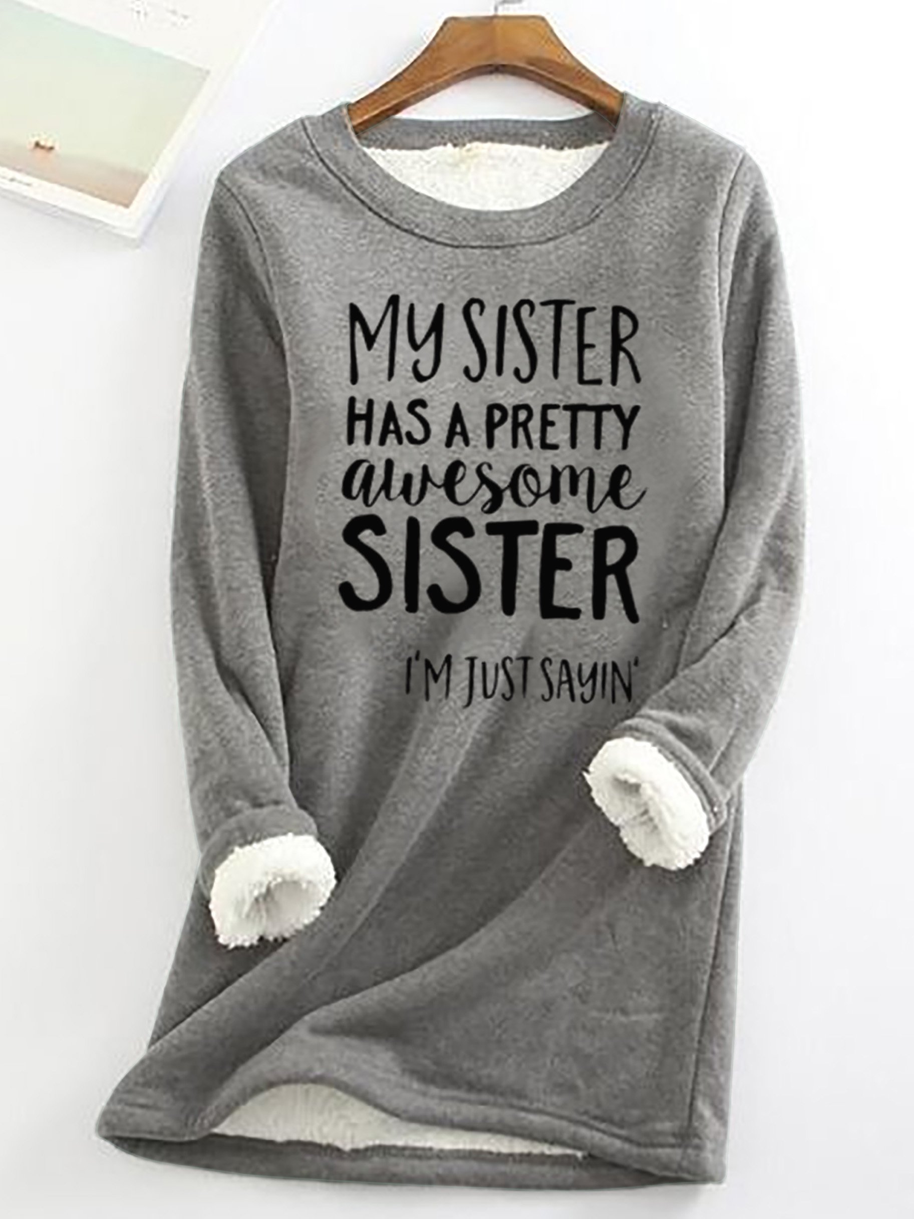 Sweat-shirts Femmes Printemps / Automne Simple Lettres de texte Poids lourd Micro-élasticité Ample Manches Longues Col Rond Droit