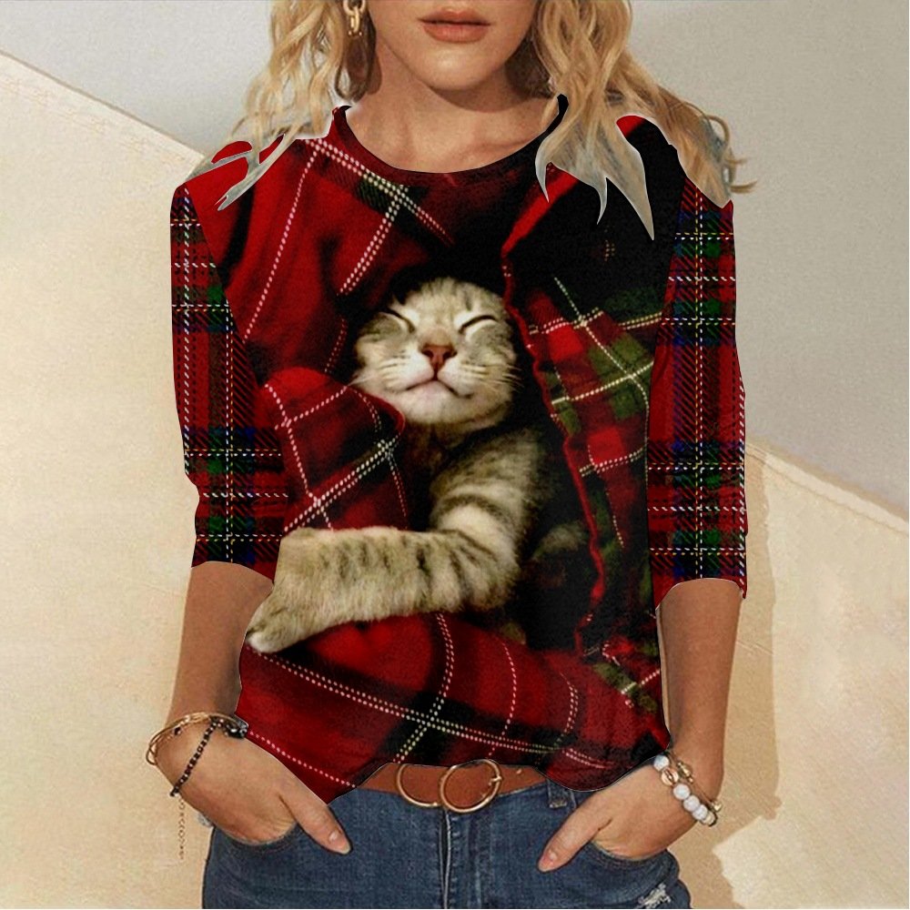 Blouses Femmes Décontracté Printemps / Automne Noël Polyester Manches Longues Col Rond Régulier Droit Régulier