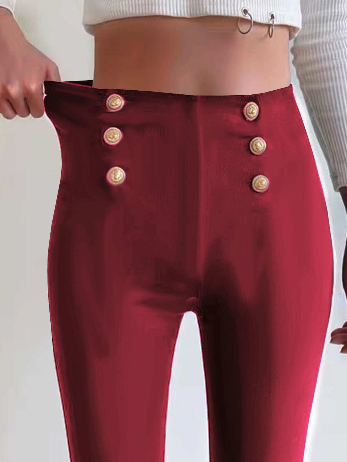 Pantalon De Yoga Décontracté Plain Automne Polyester à Haute Élasticité Serré Bande Élastique Standard Legging pour Femmes