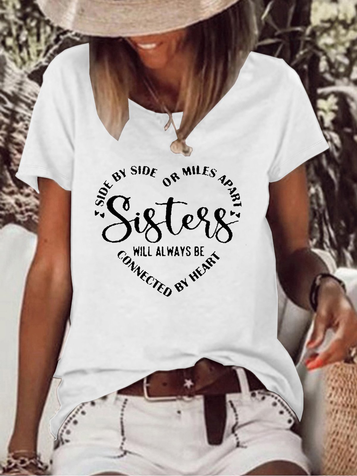 T-shirts Femmes Décontracté Imprimé de Lettre Été Poids Moyen Aucune élasticité Manches Courtes Ample Régulier Droit