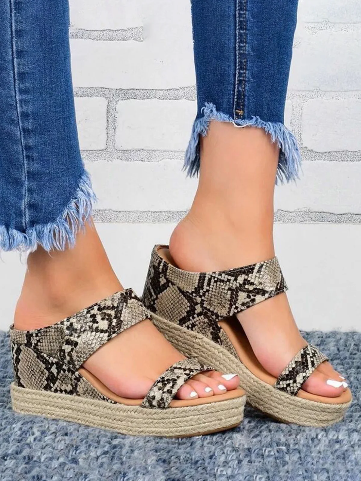 Sandales Plain Été Vacances Vacances Talon Haut de Grande Taille Sandales Espadrilles à Enfiler Antidérapant pour Femmes