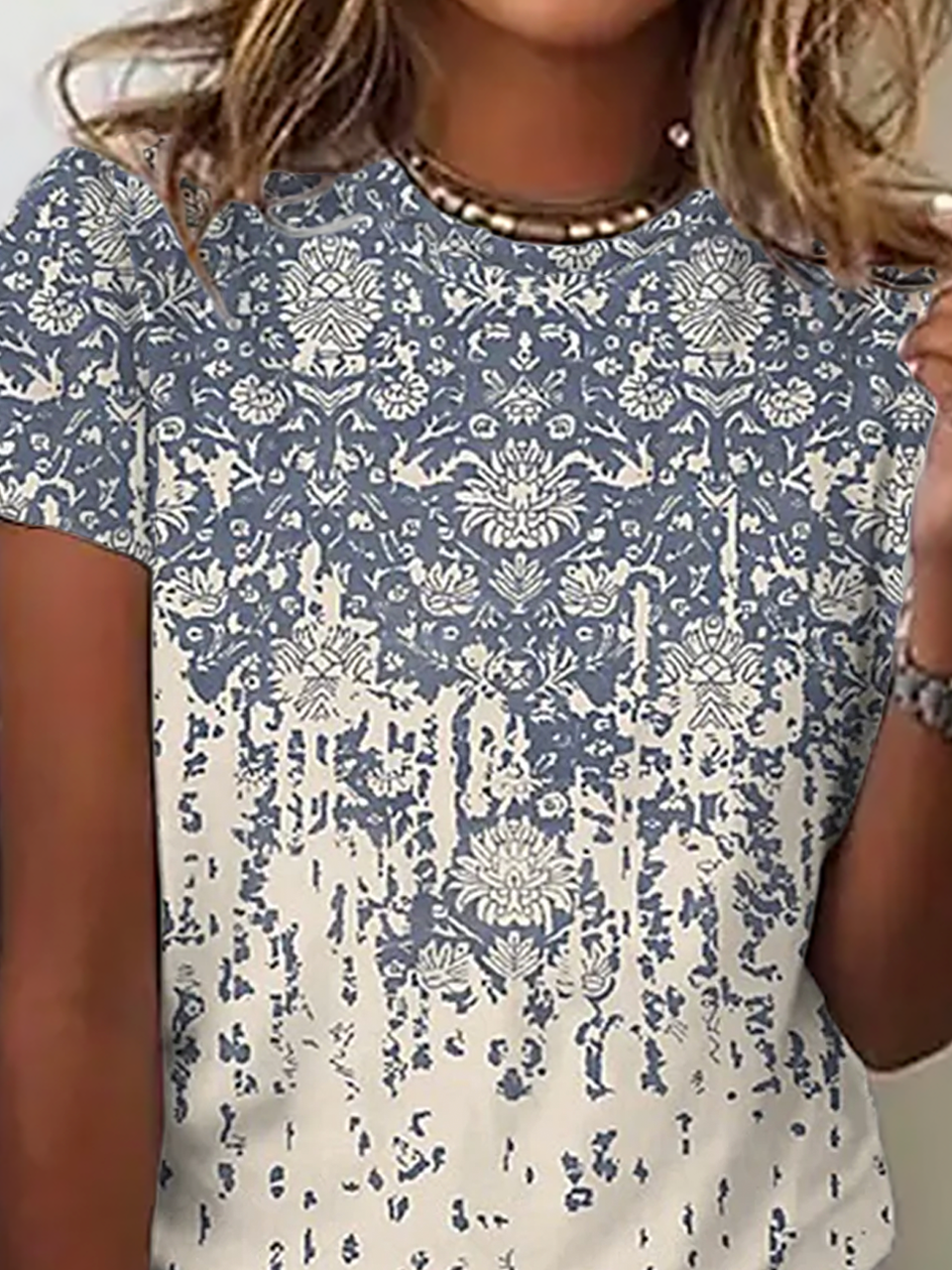 T-shirts Décontracté Ethnique Été Jersey Meilleure vente Manches Courtes Col Rond Régulier Élasticité moyenne pour Femmes