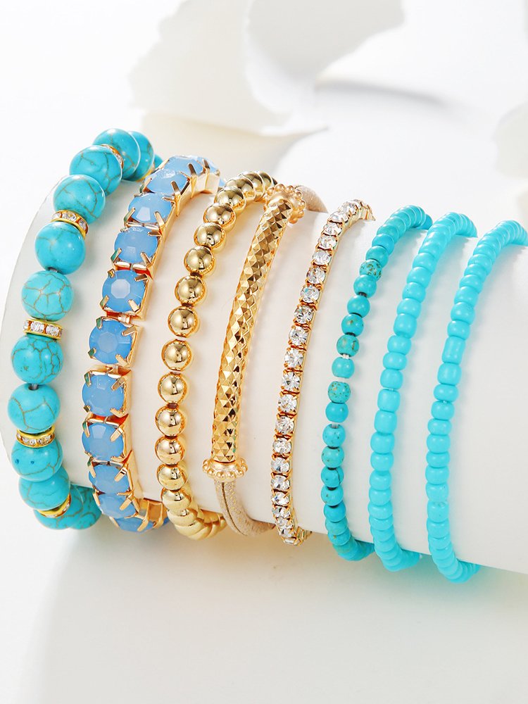 Bracelets Bloc de Couleur Boho Toutes Les Saisons Quotidien Roulotté Cristal Cristal Standard multicouche Bracelet pour Femmes