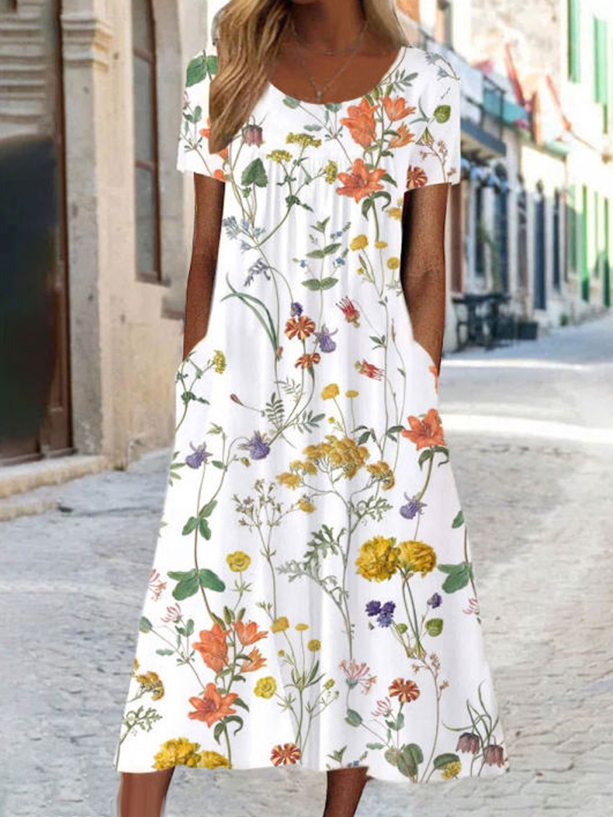 Robes Femmes Décontracté Disty Floral Été Micro-élasticité Quotidien Ample Jersey Droit Régulier