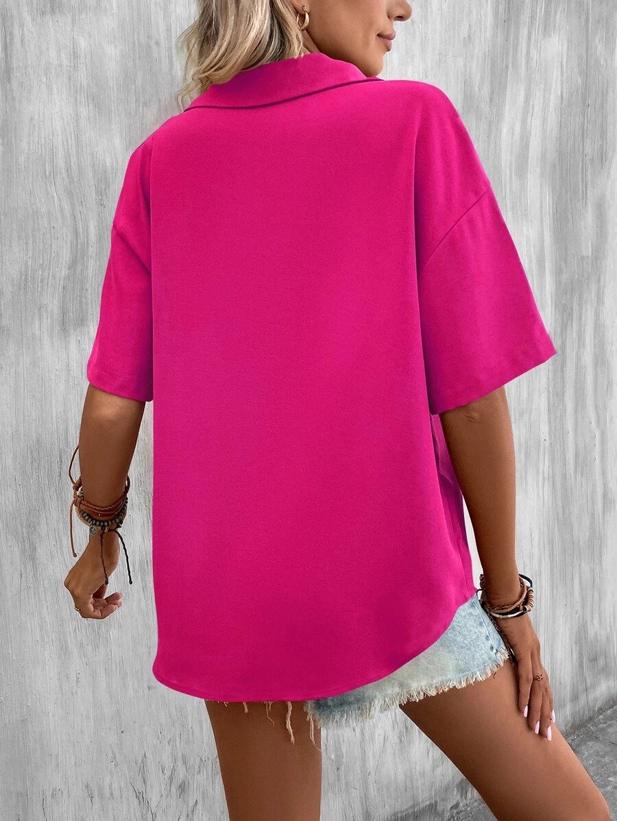 Blouses Femmes Décontracté Plain Été Polyester Ample Régulier Droit Régulier T.-N.-L.