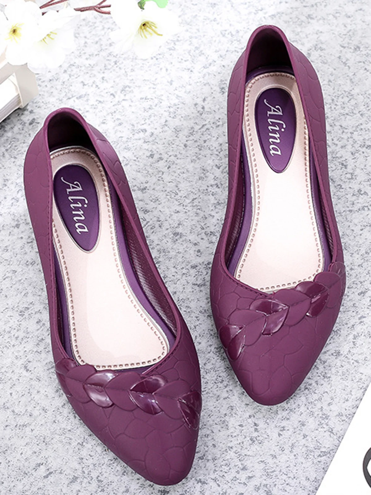 Chaussures à Tige Basse Femmes Plain Toutes Les Saisons Urbain PVC Talon Bas Bout Fermé Meilleure vente TPR Chaussures à Tige Basse