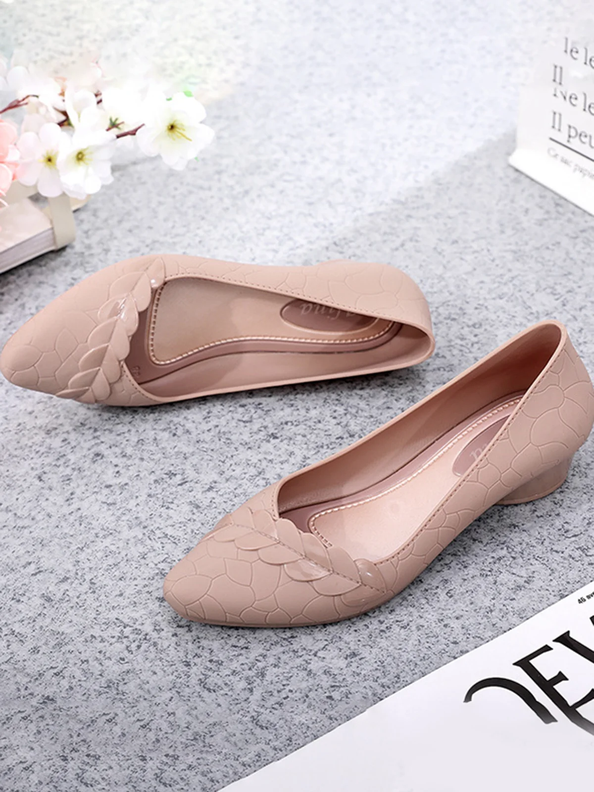 Chaussures à Tige Basse Femmes Plain Toutes Les Saisons Urbain PVC Talon Bas Bout Fermé Meilleure vente TPR Chaussures à Tige Basse