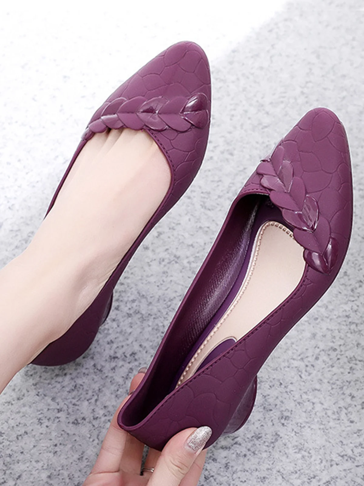 Chaussures à Tige Basse Femmes Plain Toutes Les Saisons Urbain PVC Talon Bas Bout Fermé Meilleure vente TPR Chaussures à Tige Basse