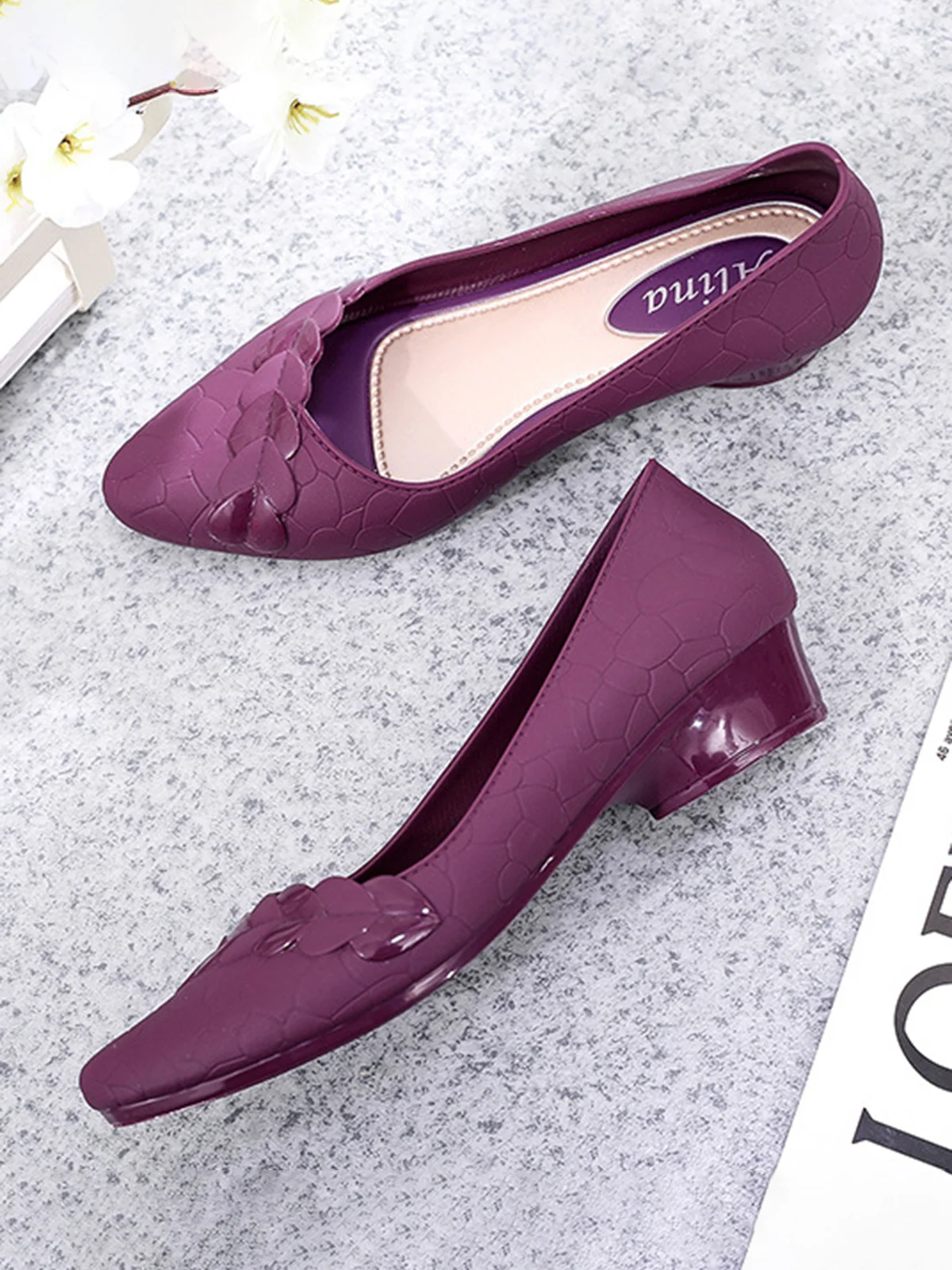 Chaussures à Tige Basse Femmes Plain Toutes Les Saisons Urbain PVC Talon Bas Bout Fermé Meilleure vente TPR Chaussures à Tige Basse