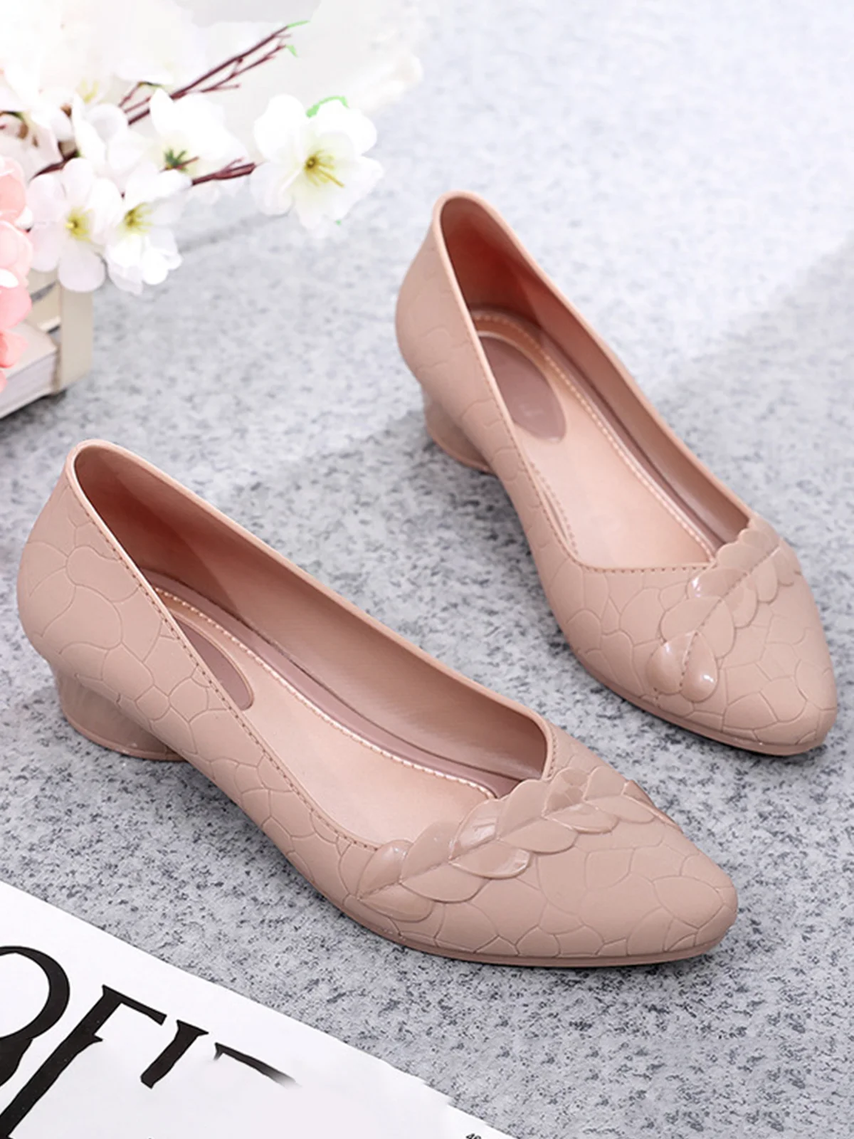 Chaussures à Tige Basse Femmes Plain Toutes Les Saisons Urbain PVC Talon Bas Bout Fermé Meilleure vente TPR Chaussures à Tige Basse