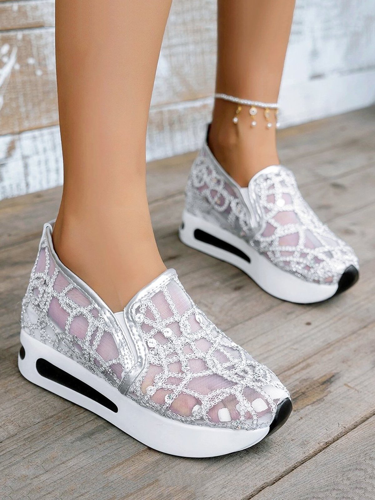 Chaussures Décontractées Femmes Décontracté Plain Toutes Les Saisons Respirable à Enfiler Talon Bas Bout Fermé PU à Enfiler