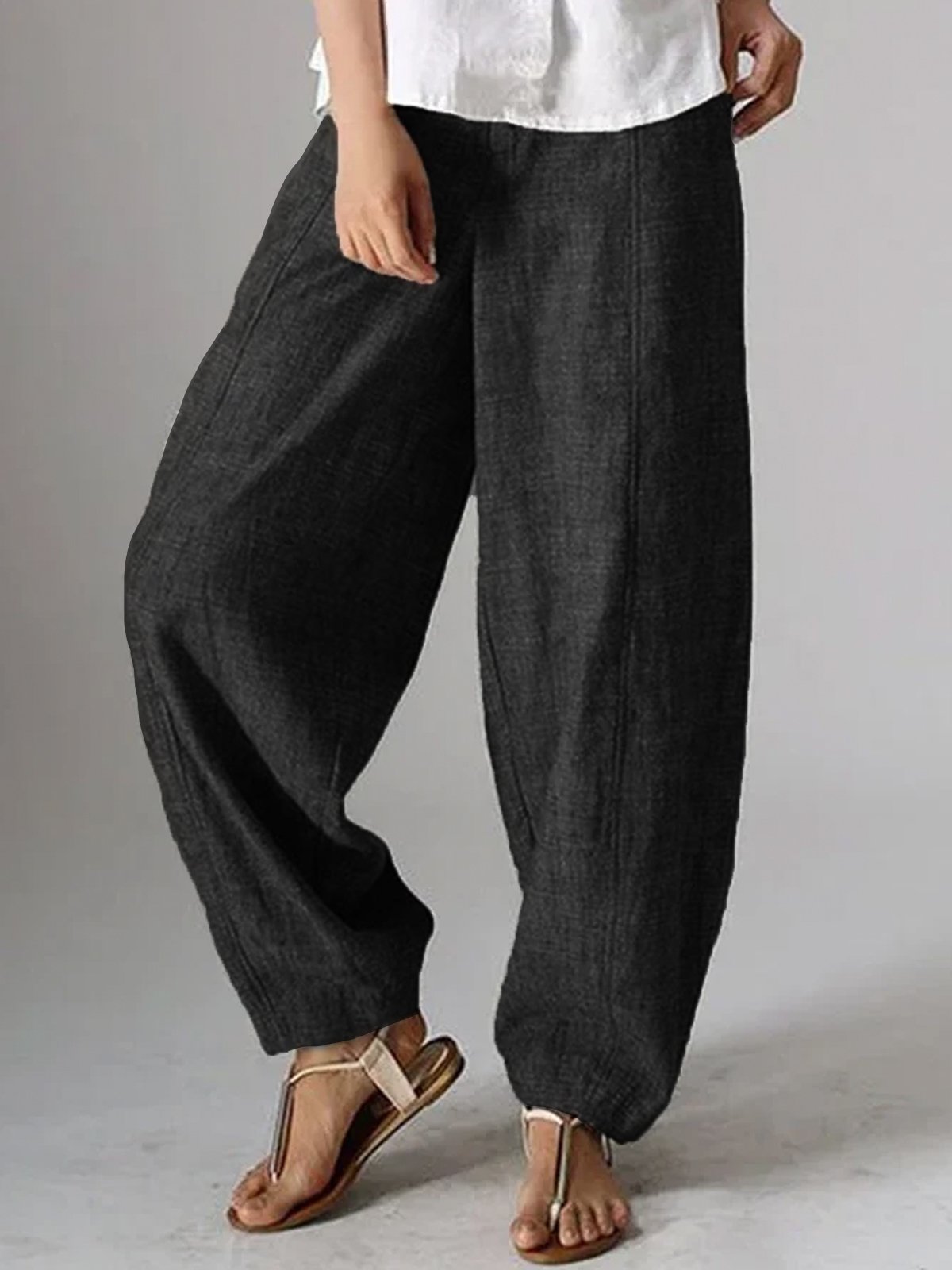 Naturel Décontracté Plain Lin Pantalons