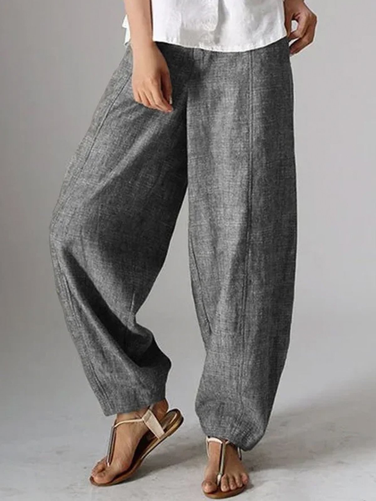 Naturel Décontracté Plain Lin Pantalons