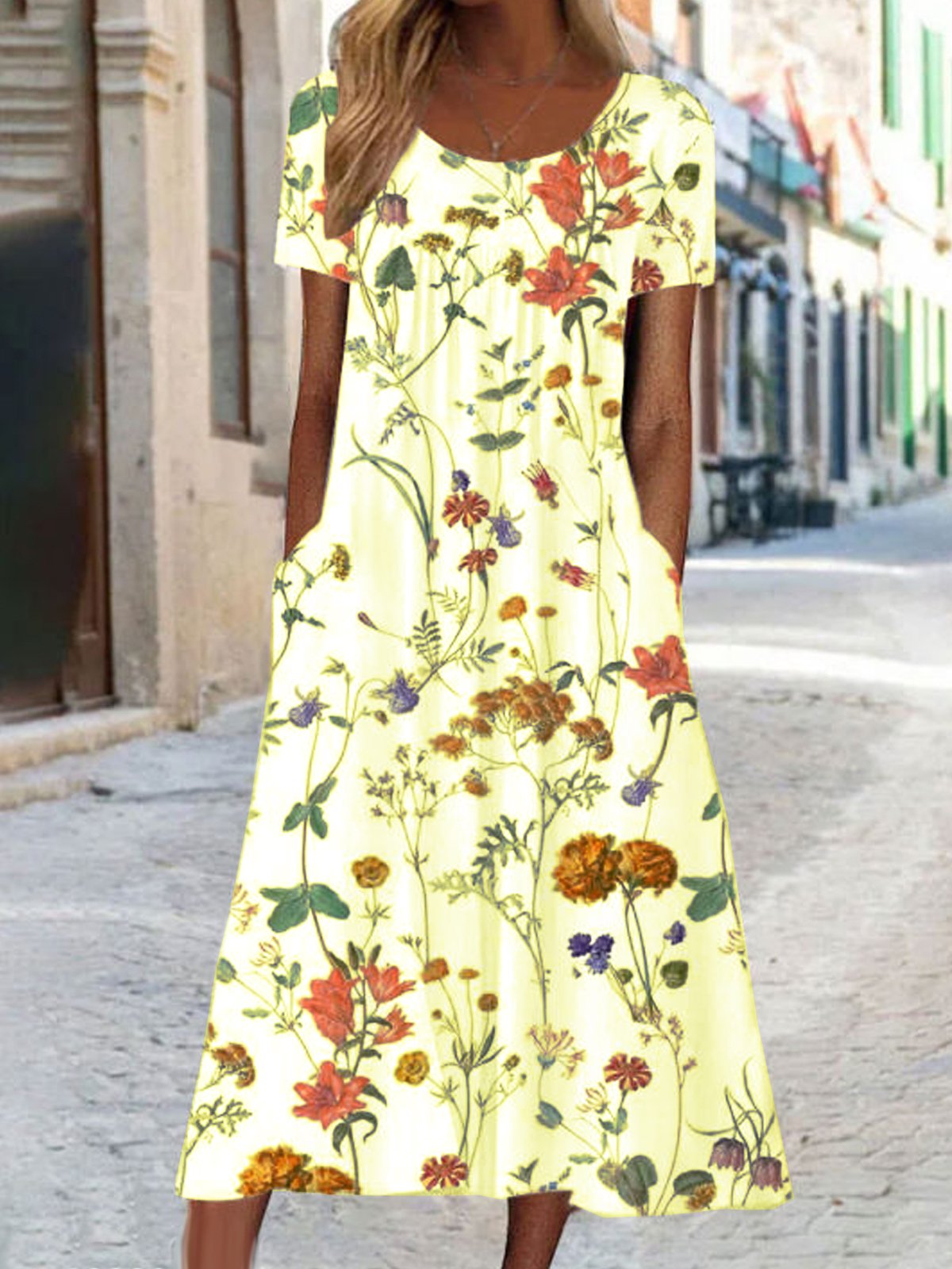 Robes Femmes Décontracté Disty Floral Été Micro-élasticité Quotidien Ample Jersey Droit Régulier