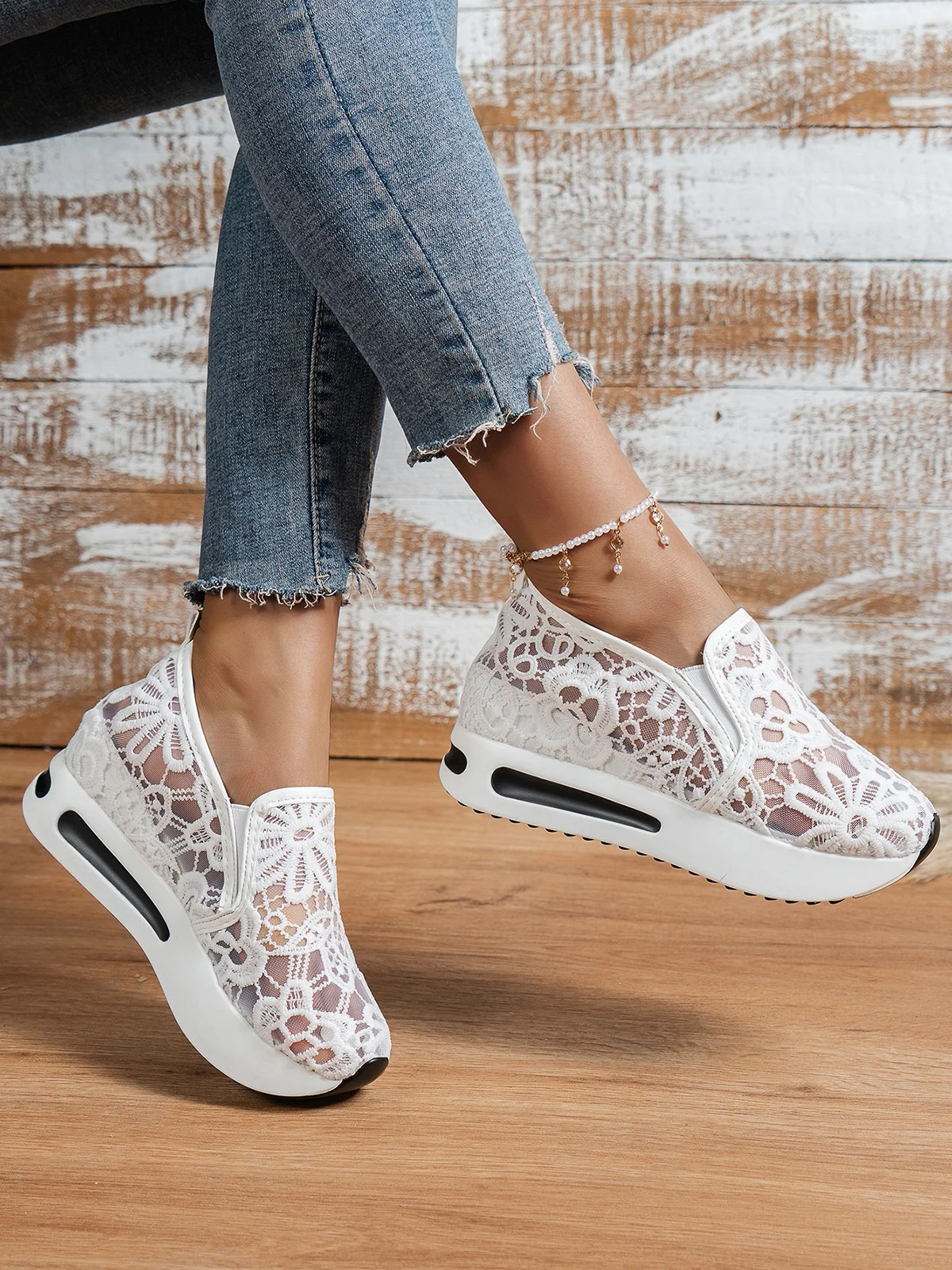 Chaussures Décontractées Floral Rue Toutes Les Saisons Quotidien Talon de Bloc Bout Fermé Caoutchouc à Enfiler Standard pour Femmes