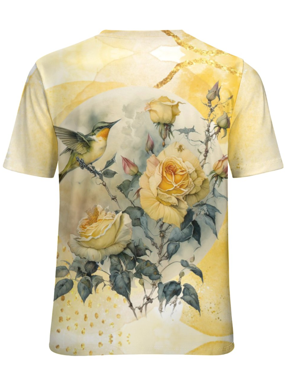 T-shirts Été Simple Jaune Floral Micro-élasticité Quotidien Ample Col Rond Droit Régulier pour Femmes