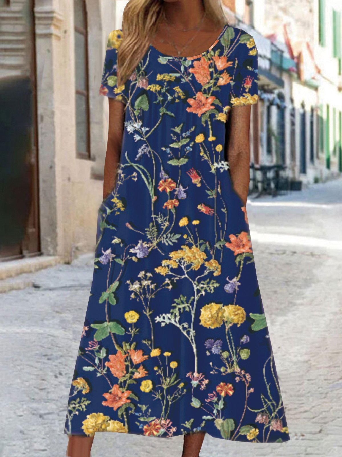 Robes Femmes Décontracté Disty Floral Été Micro-élasticité Quotidien Ample Jersey Droit Régulier