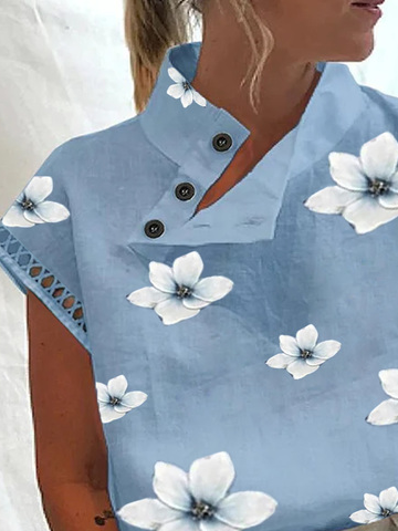 Chemises Femmes Décontracté Floral Été Dentelle Aucune élasticité Quotidien Meilleure vente Asymétrique Droit