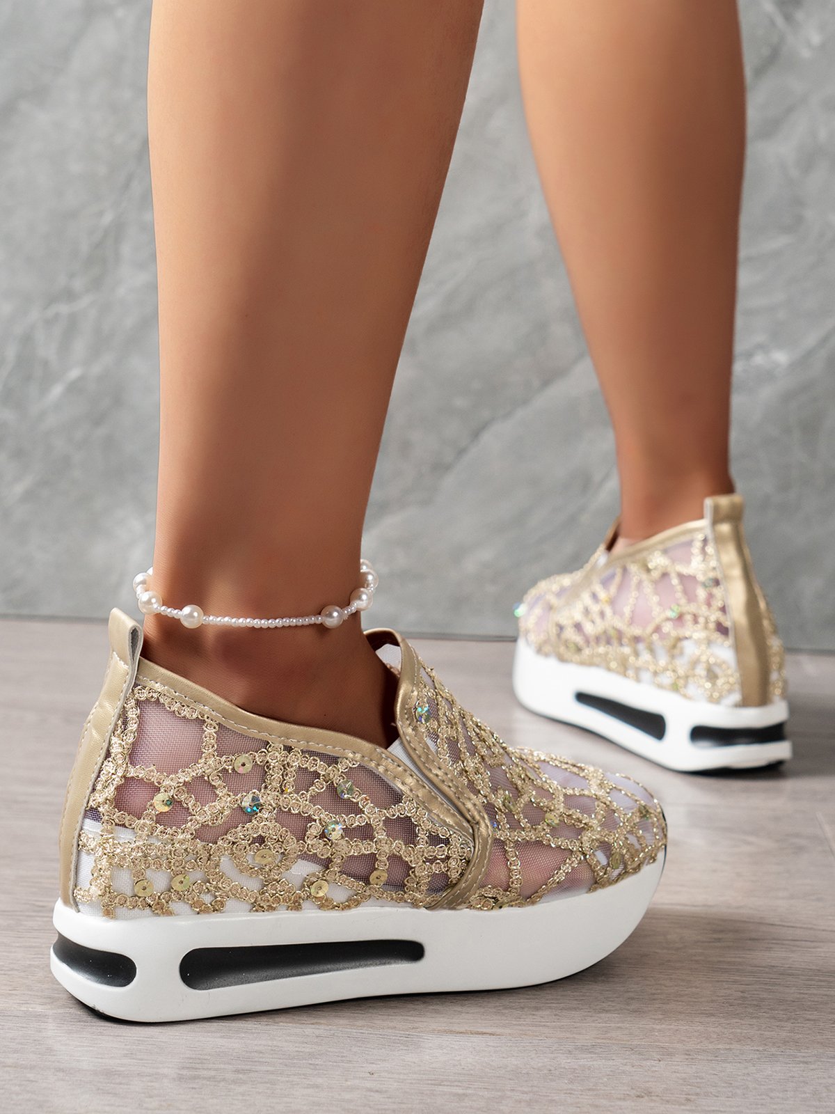 Chaussures Décontractées Femmes Décontracté Plain Toutes Les Saisons Respirable à Enfiler Talon Bas Bout Fermé PU à Enfiler