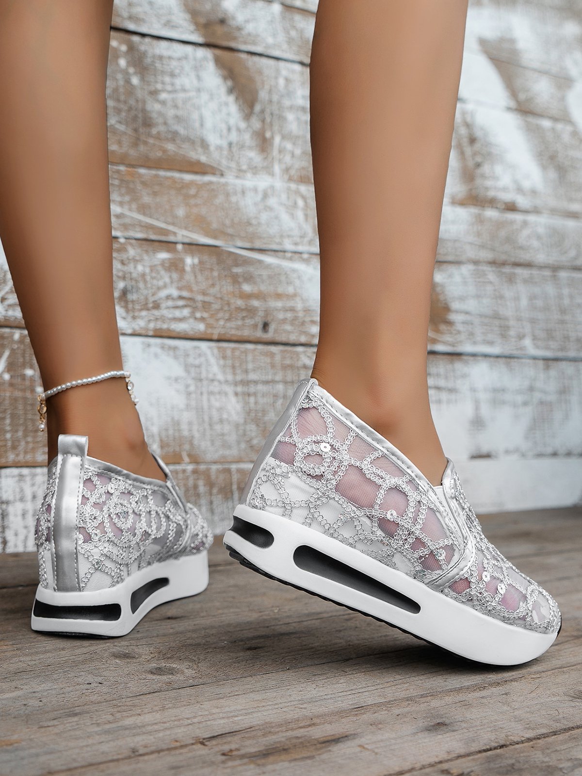 Chaussures Décontractées Femmes Décontracté Plain Toutes Les Saisons Respirable à Enfiler Talon Bas Bout Fermé PU à Enfiler