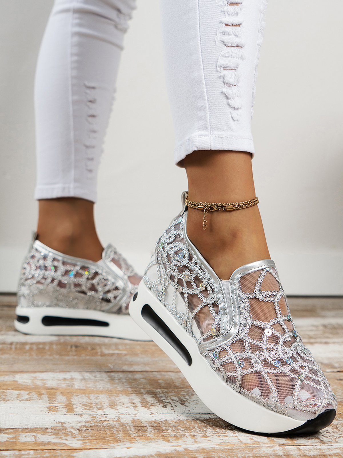 Chaussures Décontractées Femmes Décontracté Plain Toutes Les Saisons Respirable à Enfiler Talon Bas Bout Fermé PU à Enfiler