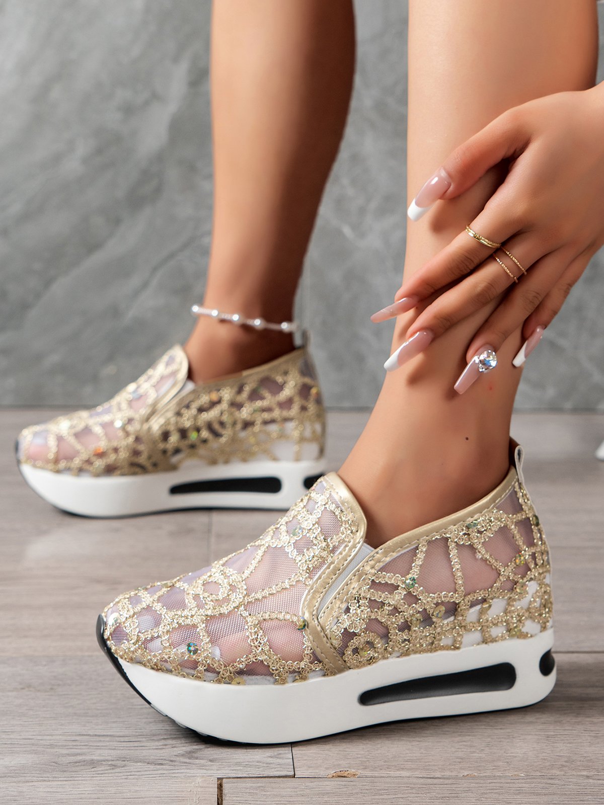 Chaussures Décontractées Femmes Décontracté Plain Toutes Les Saisons Respirable à Enfiler Talon Bas Bout Fermé PU à Enfiler