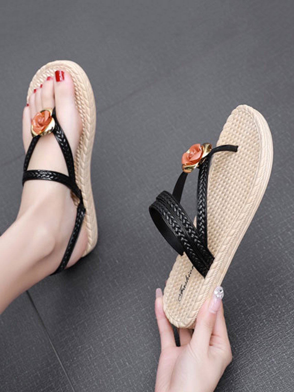 Tongs Femmes Floral Été Vacances EVA Tongs Imperméable Profit EVA EVA