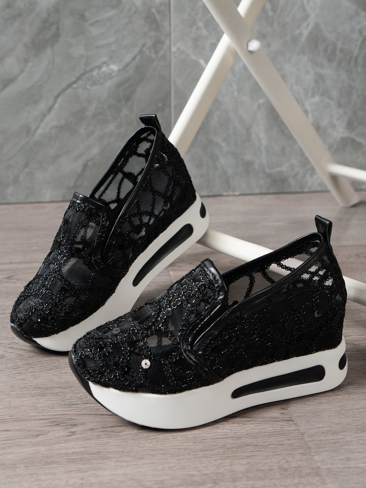 Chaussures Décontractées Femmes Décontracté Plain Toutes Les Saisons Respirable à Enfiler Talon Bas Bout Fermé PU à Enfiler
