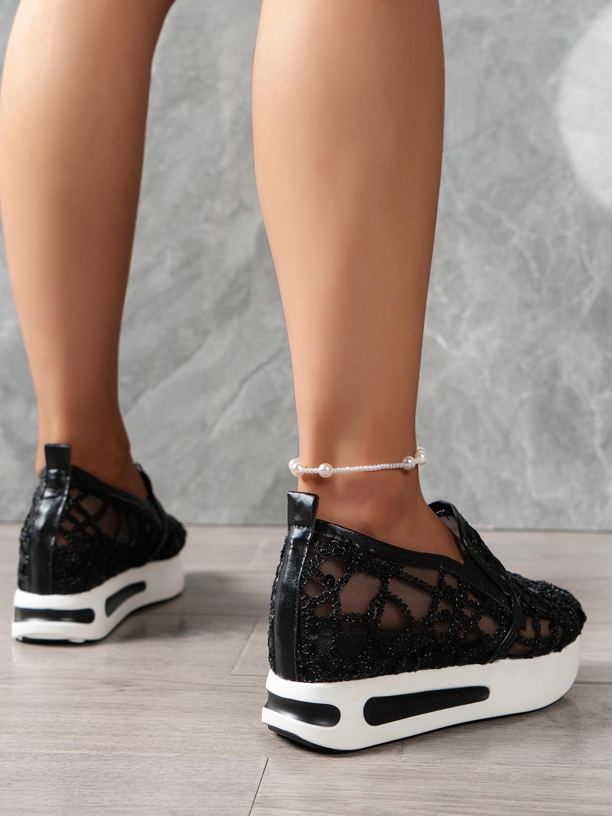 Chaussures Décontractées Femmes Décontracté Plain Toutes Les Saisons Respirable à Enfiler Talon Bas Bout Fermé PU à Enfiler
