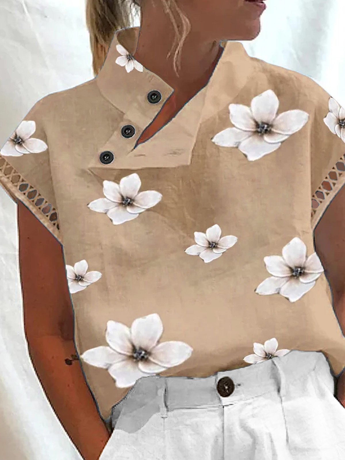Chemises Femmes Décontracté Floral Été Dentelle Aucune élasticité Quotidien Meilleure vente Asymétrique Droit