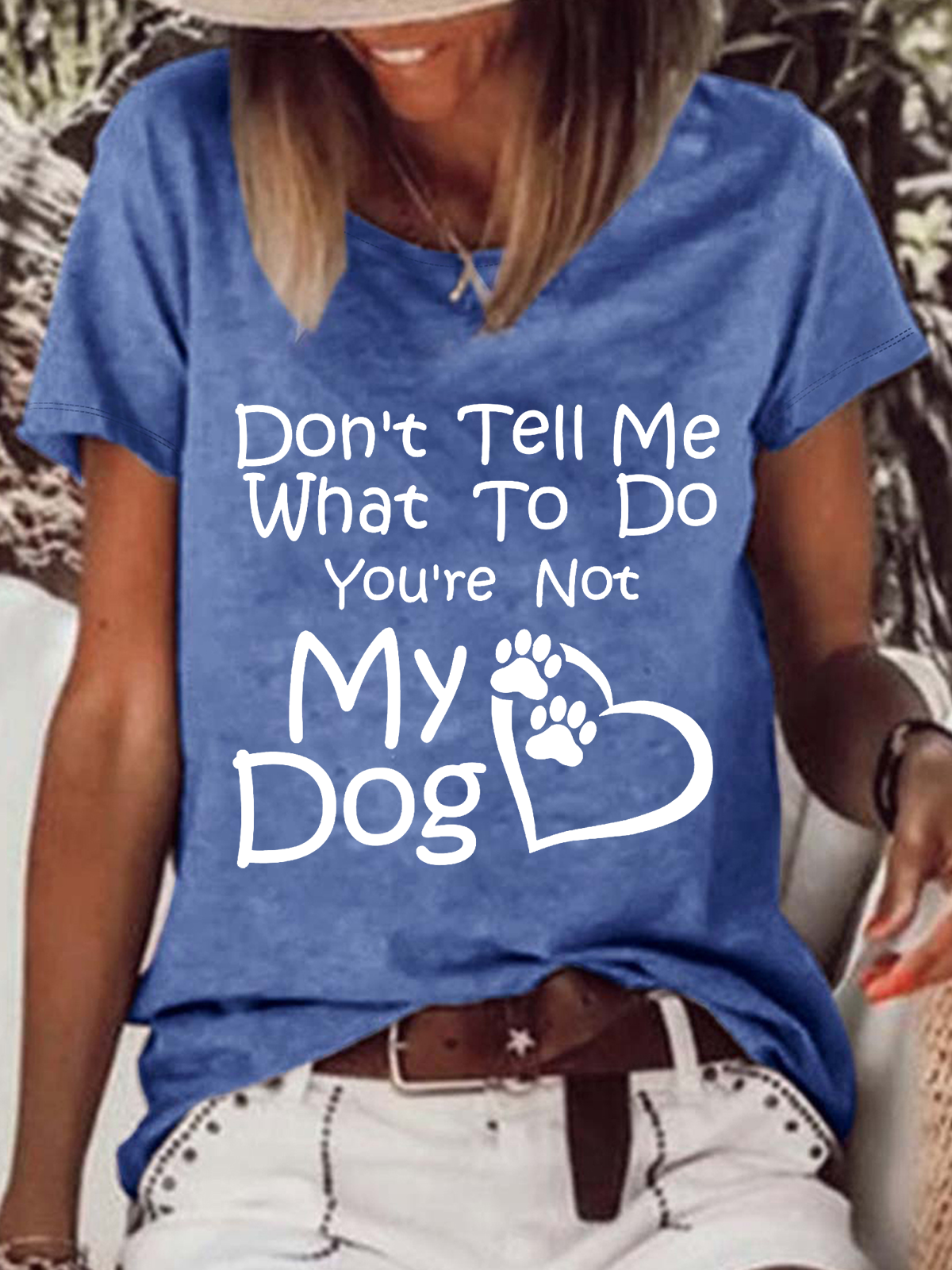 T-shirts Femmes Décontracté Été Chien Micro-élasticité Quotidien Ample Manches Courtes en Mélangé de Coton Régulier