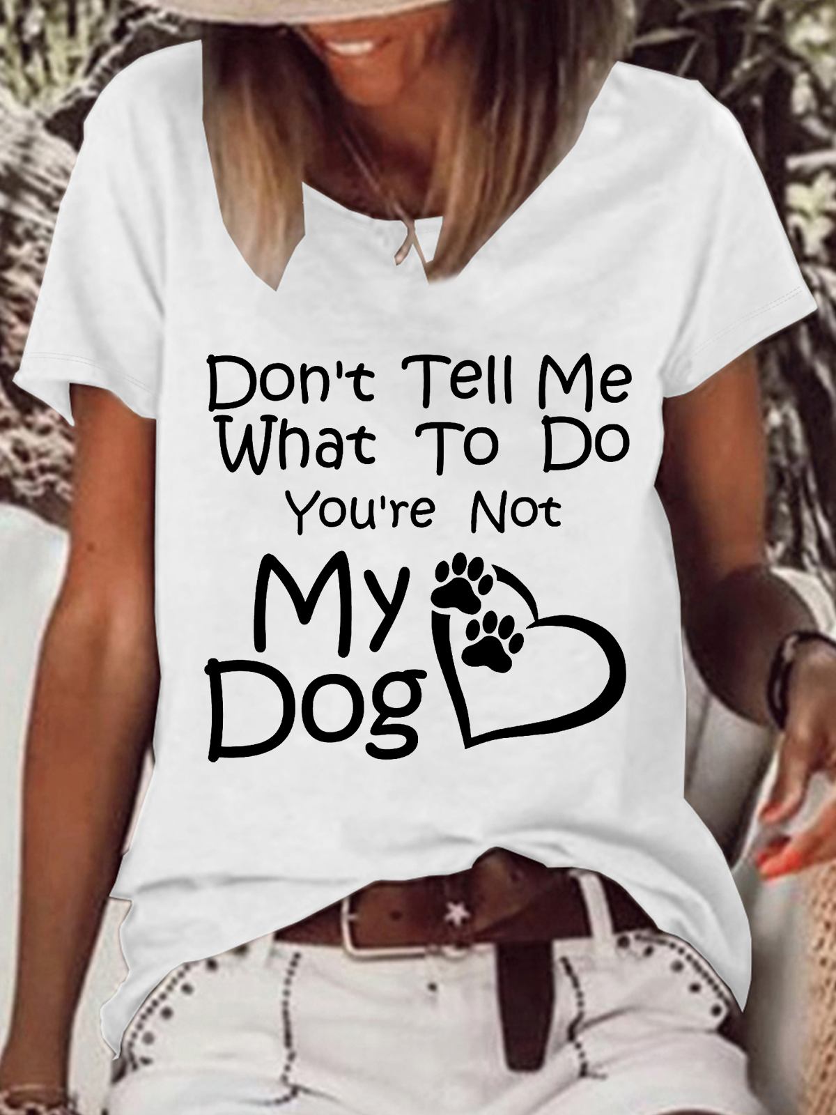 T-shirts Femmes Décontracté Été Chien Micro-élasticité Quotidien Ample Manches Courtes en Mélangé de Coton Régulier