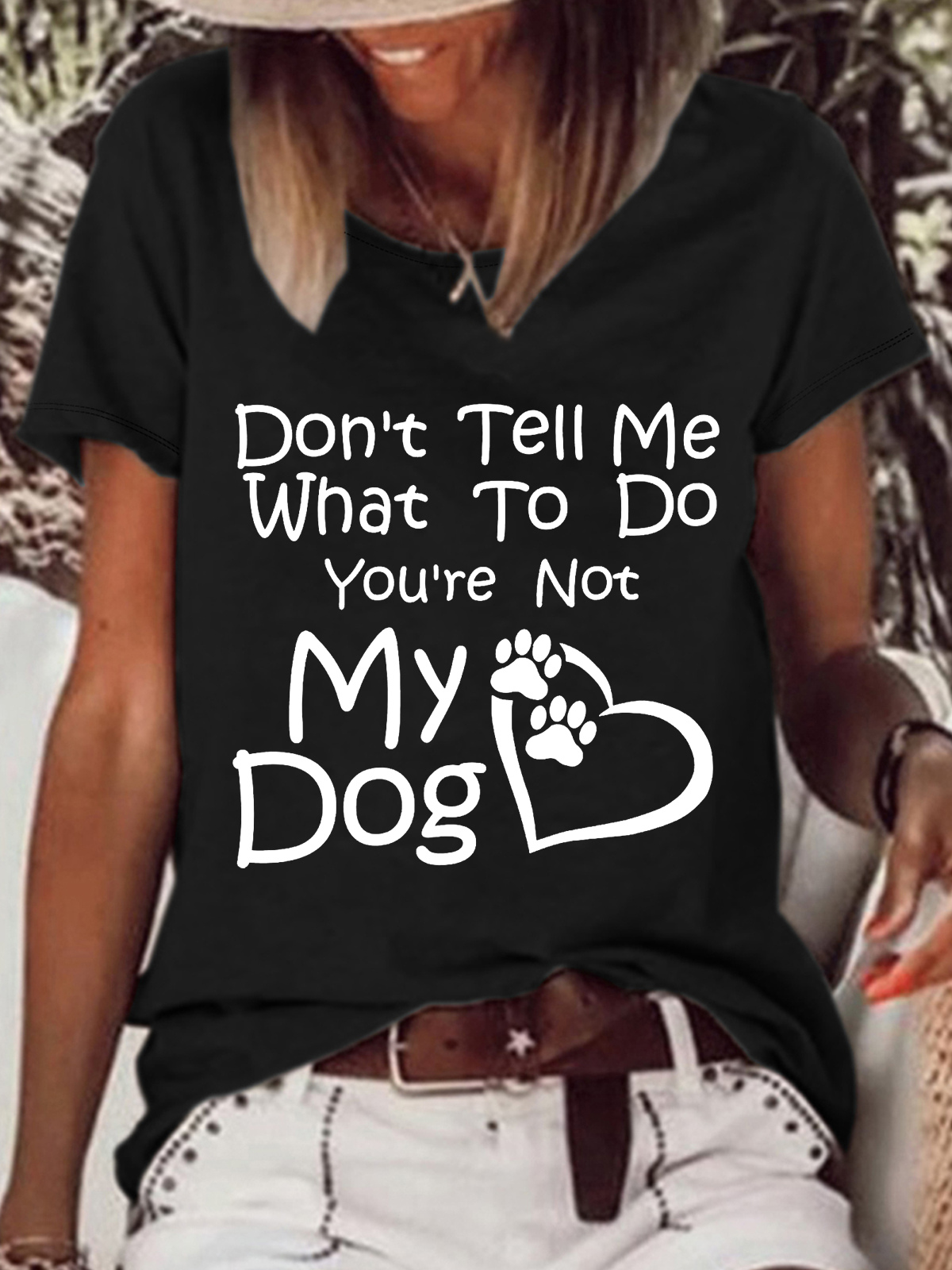 T-shirts Femmes Décontracté Été Chien Micro-élasticité Quotidien Ample Manches Courtes en Mélangé de Coton Régulier