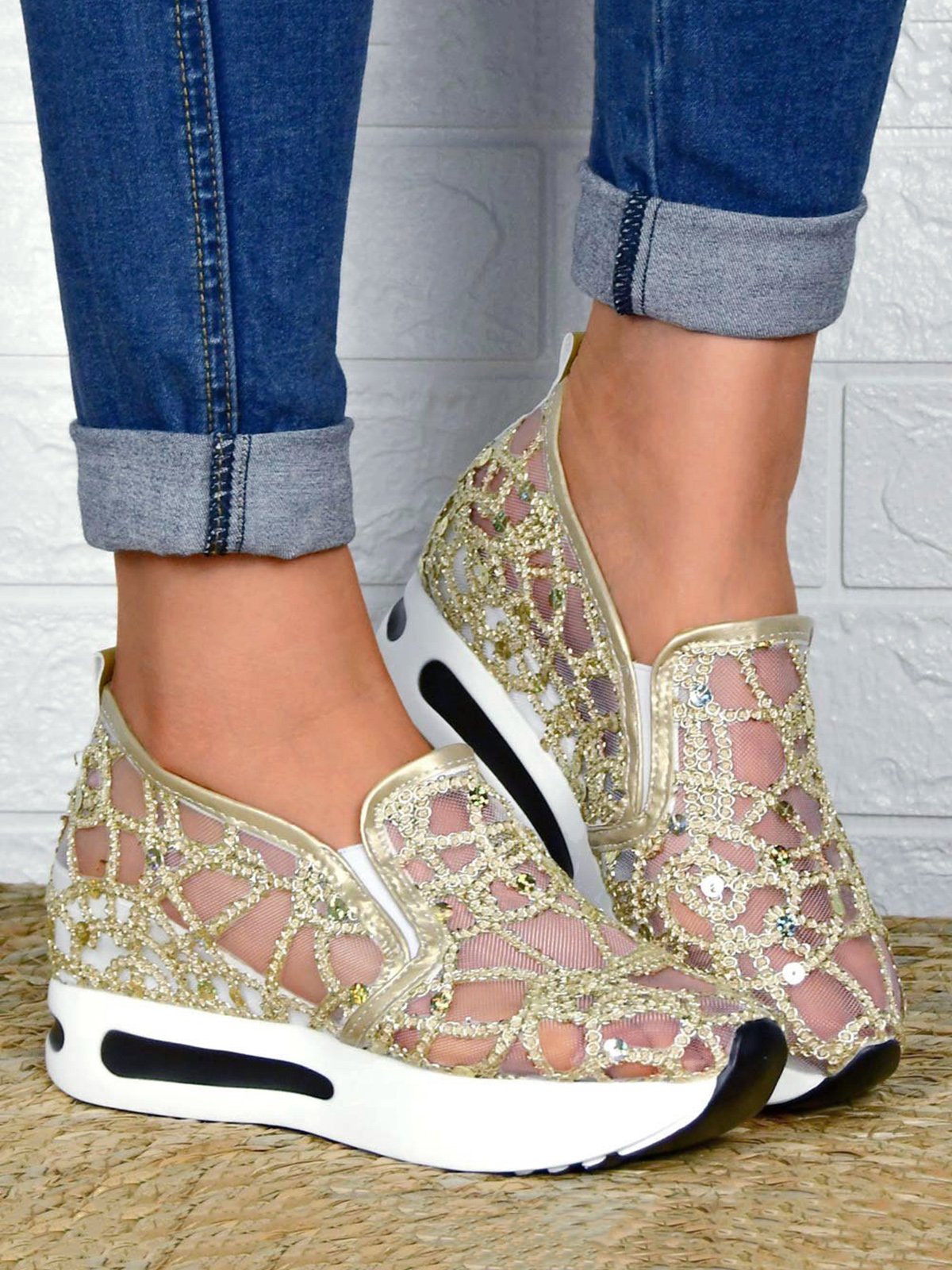 Chaussures Décontractées Femmes Décontracté Plain Toutes Les Saisons Respirable à Enfiler Talon Bas Bout Fermé PU à Enfiler