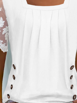Chemises Décontracté Plain Été Polyester Boutonné Liste préférée Régulier Régulier EPE pour Femmes