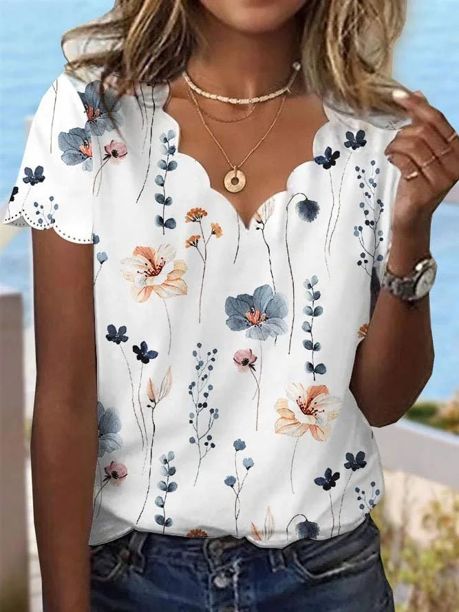 T-shirts Femmes Décontracté Floral Été Quotidien Sans Manches Régulier Droit Régulier Élasticité moyenne