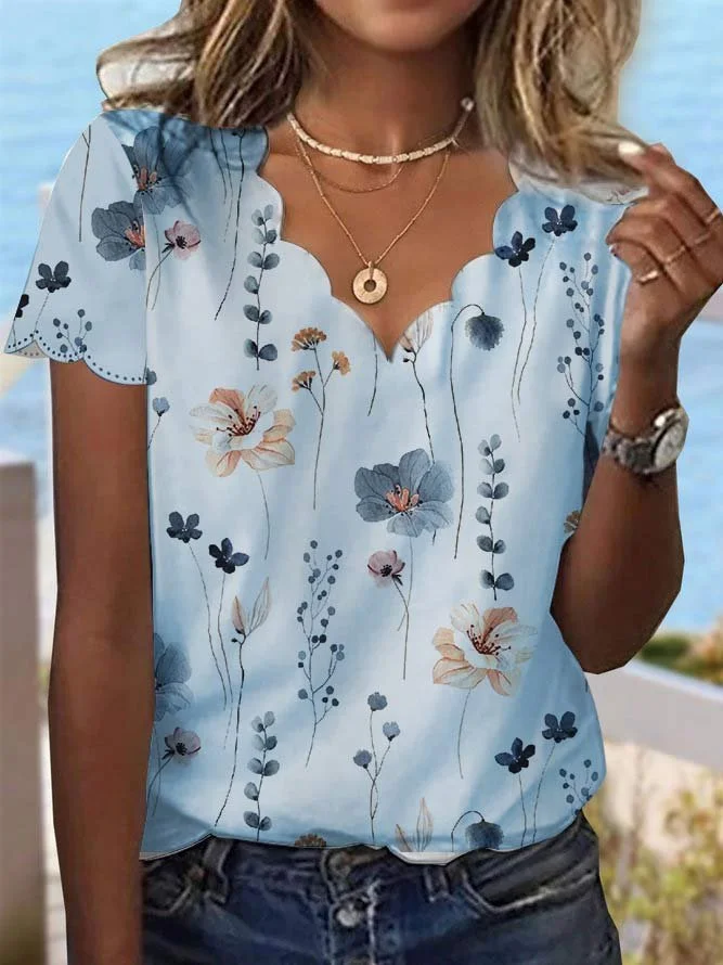 T-shirts Femmes Décontracté Floral Été Quotidien Sans Manches Régulier Droit Régulier Élasticité moyenne
