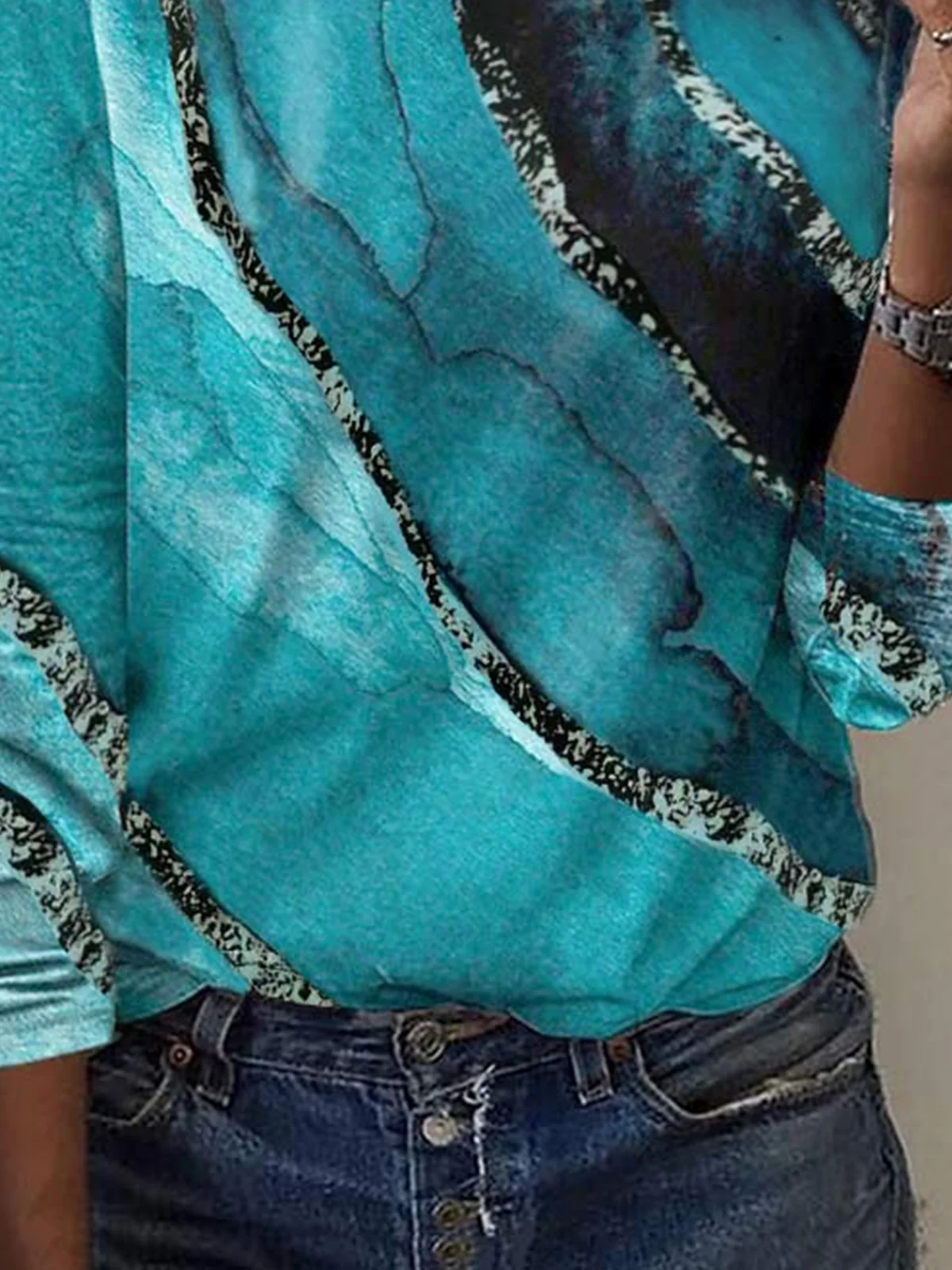 T-Chemise Décontracté Abstrait Automne Léger Ample Jersey Standard Manches Longues H-ligne pour Femmes