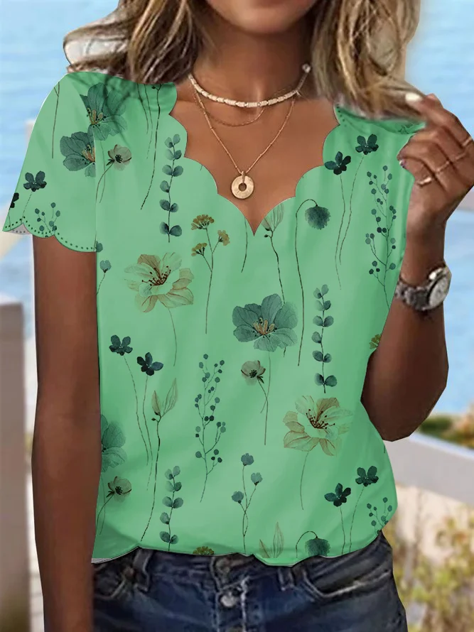 T-shirts Femmes Décontracté Floral Été Quotidien Sans Manches Régulier Droit Régulier Élasticité moyenne