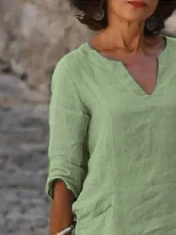 Robes Femmes Plain Été en Lin Naturel Ample Entaillé Trapèze Régulier Non