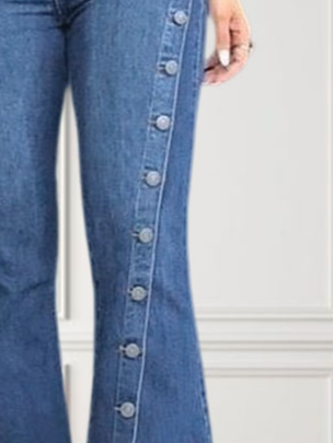 Jeans Femmes Décontracté Plain Toutes Les Saisons Naturel Faire la navette Pantalon droit Long Droit Régulier