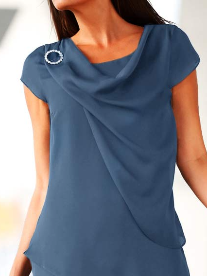 Robe à Volants Décontracté Plain Été Polyester Court Mancheron Boucle Droit Non pour Femmes